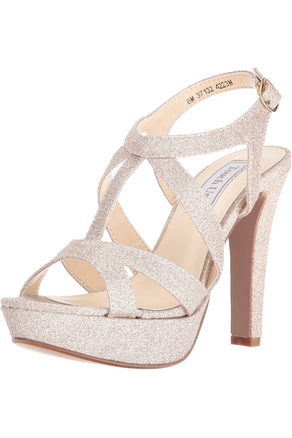Womens Queenie Shimmer T Strap Platform Sandals
