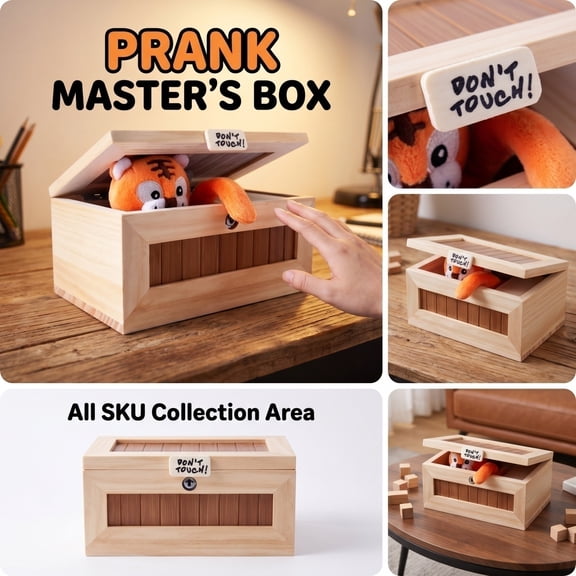 Don't Touch Useless Box with Cute Tiger Plush, Funny Leave Me Alone Surprise Prank Toy, Novelty Gag Joke Desk Decor, Stress Relief Interactive Practical Joke Machine for Party Favor Gift (L)