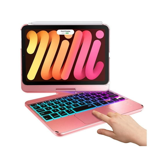 Touch Wireless Keyboard Case for iPad Mini 6 2021 8.3 inch, Touchpad 7 Color Backlit, 360 Rotatable Protective Cover For iPad Mini 6th Generation 8.3" 2021
