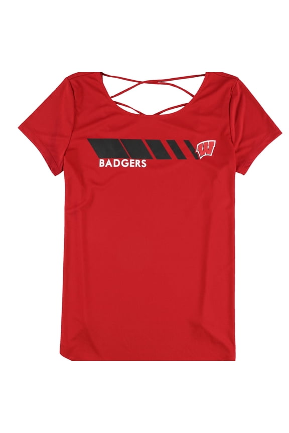 Womens University of Wisoncin Badgers Open Racerback Graphic T-Shirt, Red, Medium