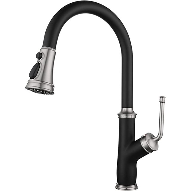 Touch the faucet Copper PullOut Kitchen Faucet, Black Hot and Cold