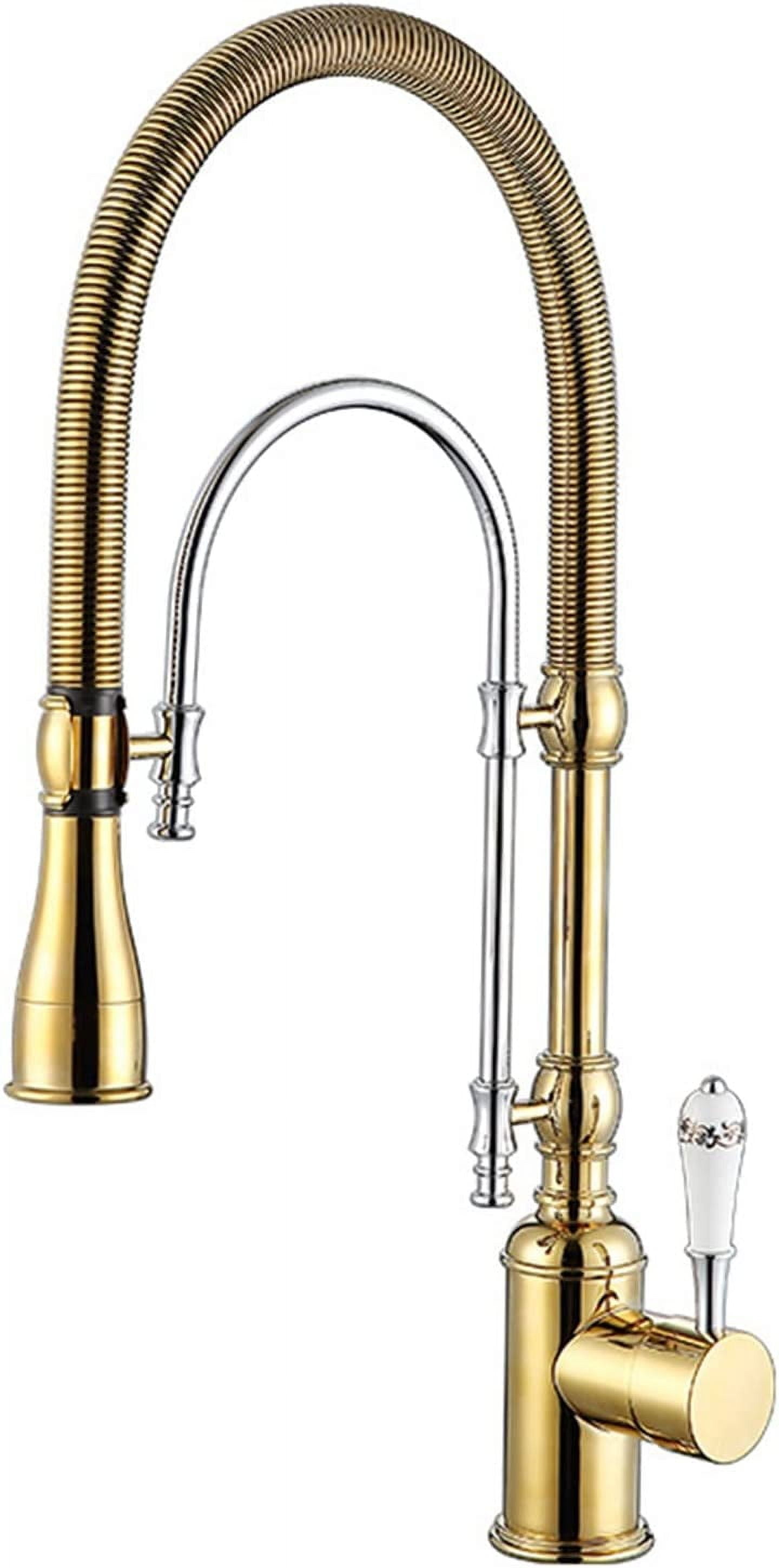 Polished Gold High Arc Kitchen Faucet with Pull-Down Sprayer