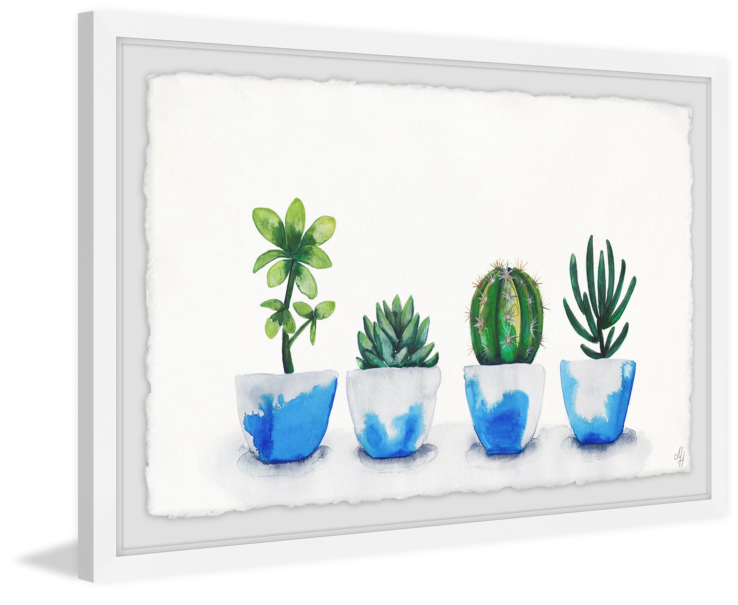 Touch of Blue Pots Framed Painting Print