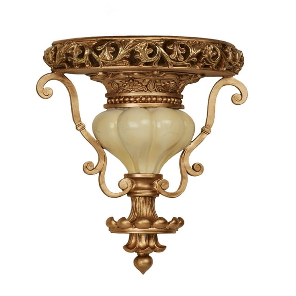 Touch of Class Chalmette Decorative Vintage Wall Shelf, Gold and Ivory, Resin, 11"W x 4"D x 12"H