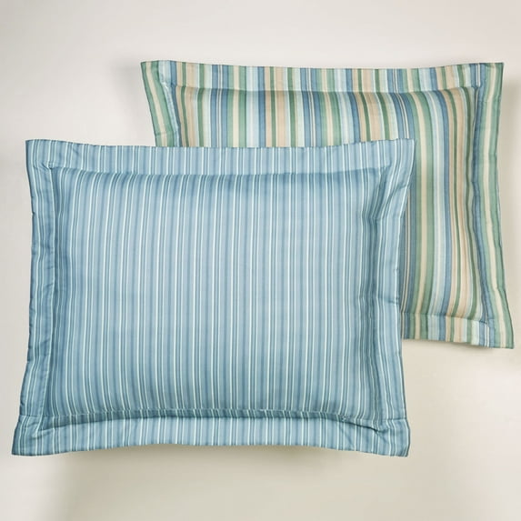 Touch of Class Clearwater Reversible Cool Blue Tones Quilted Sham King