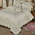 thumbnail image 1 of Posy Floral Crochet Natural Cotton Oversized Quilted Grande Bedspread Twin, 1 of 4