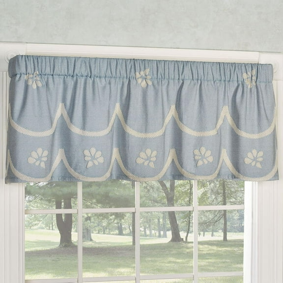 Touch of Class Romantic Floral Primrose Sterling Blue Window Valance Tailored 60 x 18 Inches