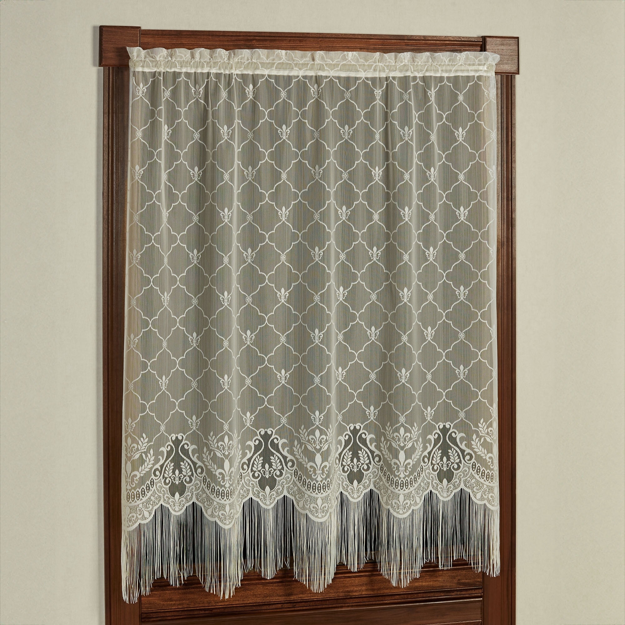 Touch of Class Victorian Ivory Floral Lace Rod Pocket Curtain, 56 x 63 in