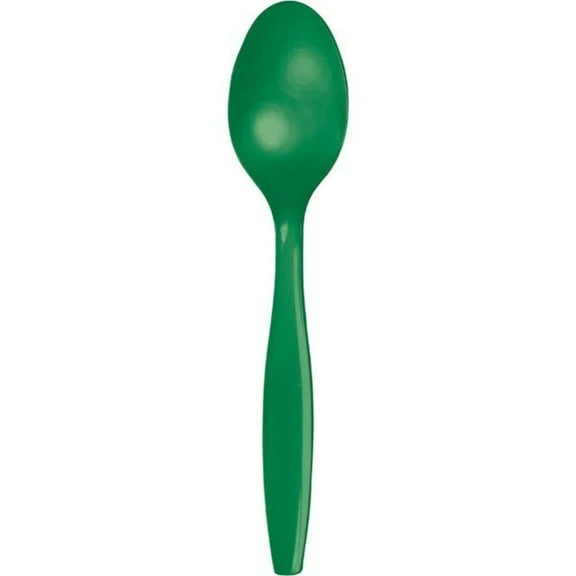 Touch of Color Creative Converting Plastic Spoons, Emerald Green, 24 Ct