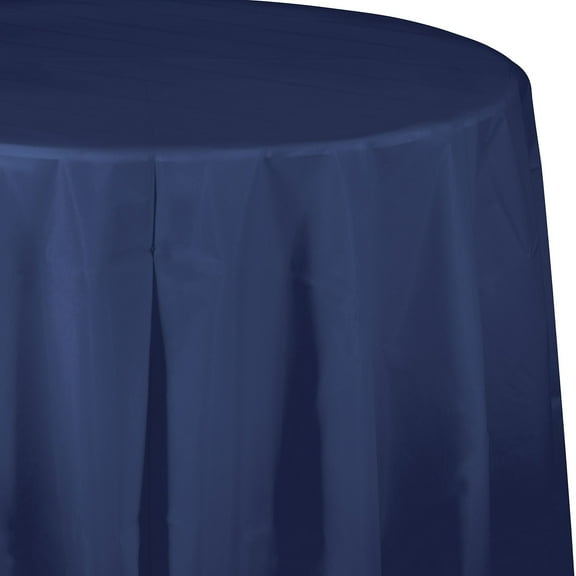 Touch of Color Navy Blue Round Plastic Tablecloth 703278