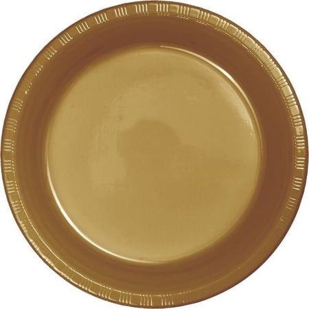 Touch of Color Plastic Dinner Plates, 9", Glittering Gold, 20 Ct