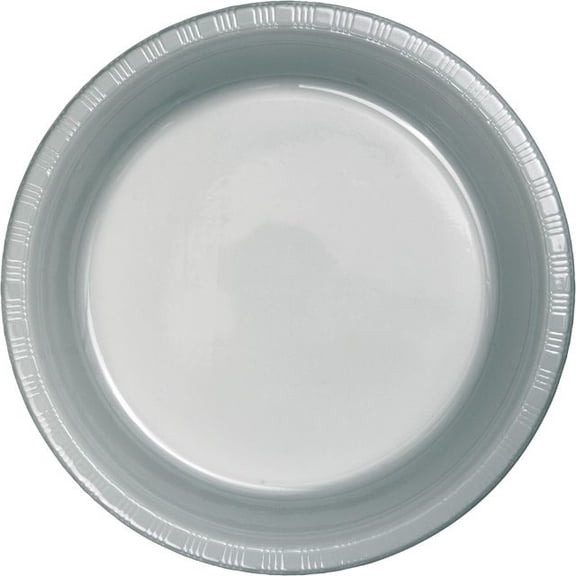 Touch of Color Plastic Dinner Plate, 9", Shimmering Silver, 20 Ct