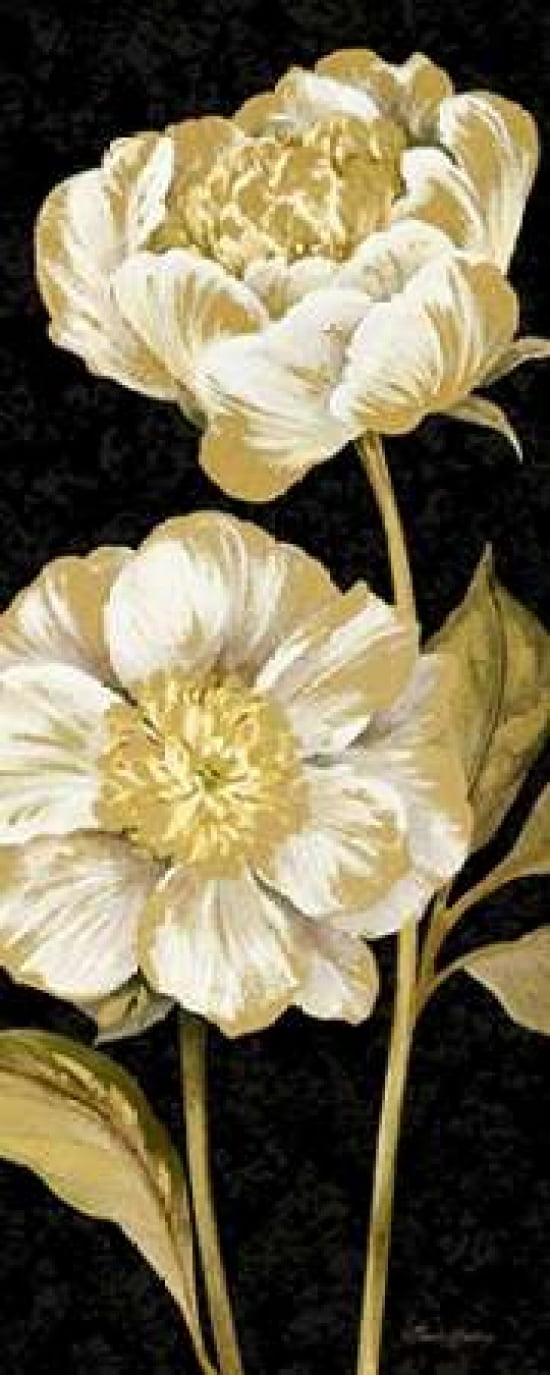 Touch of Gold on black Panel I Canvas Art - Pamela Gladding (24 x 48)