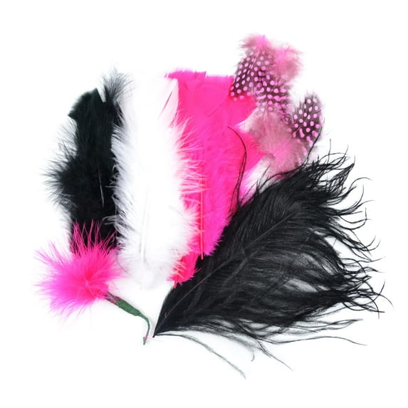 Touch of Nature 38981 Packed Feather Assortment for Arts and Crafts, 7gm, Black/White/Hot Pink