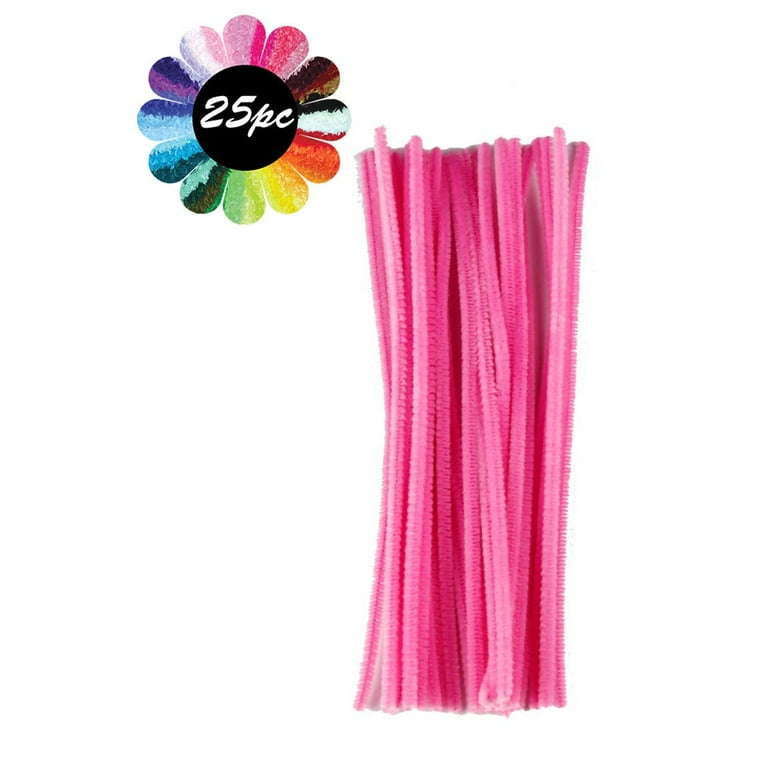 Carykon 100 Pcs Fuzzy Chenille Stems Pipe Cleaners For Arts And Crafts (Pink )