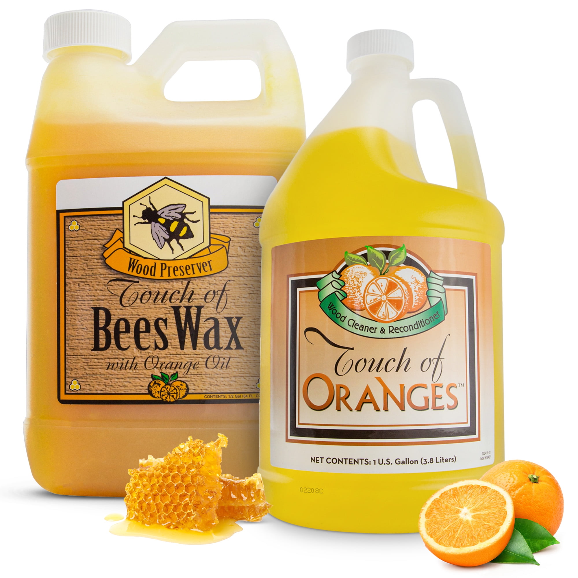 Touch of Oranges Hardwood Floor Cleaner and Touch of Beeswax for Wood  Polish Cleaner and Restorer Bundle (1 Gallon Cleaner & 1/2 Gallon Polish) 