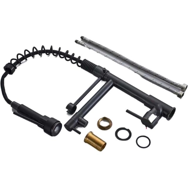 Touch the faucet Kitchen Faucet Brushed LED Light PullDown Spring