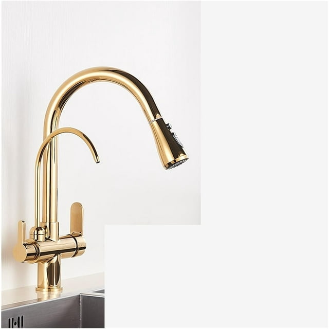 Touch the faucet Matte Black Pure Water Kitchen Faucet Dual Handle Hot