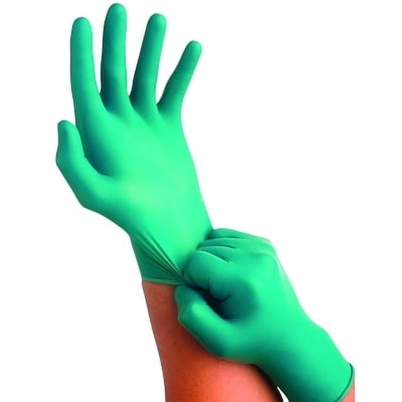 TouchNTuff 92-500 Disposable Nitrile Gloves, Rolled Cuff, Size 8.5 to 9, Green | Bundle of 5 Boxes