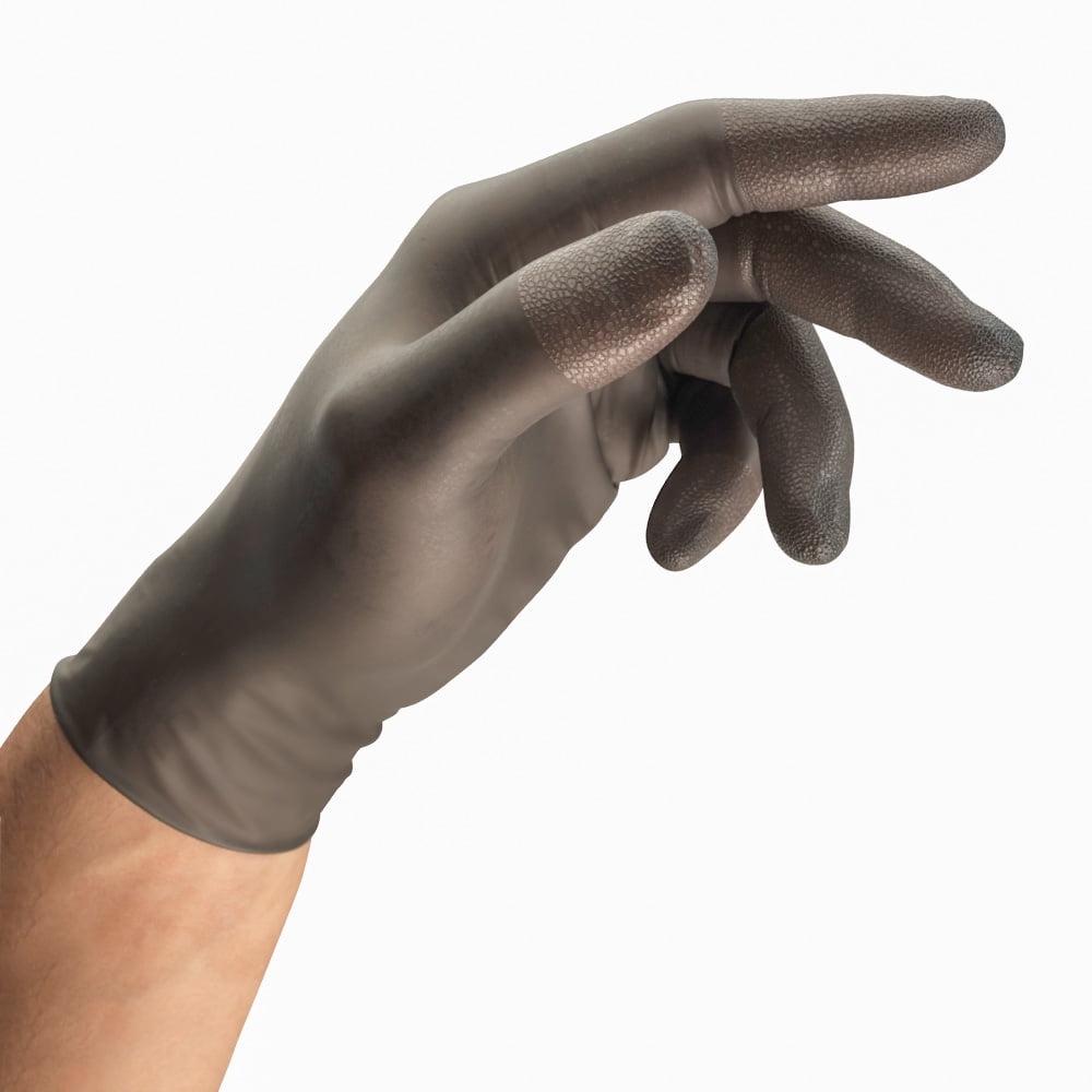 TouchNTuff 93-250 Nitrile Gloves - Disposable, Non-Latex, Grip, Gray, Size Large (pack of 100)