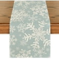 thumbnail image 1 of Touchbetter Aqua Snowflakes Christmas Table Runner, Seasonal Winter Holiday Kitchen Dining Table Decoration for Home Party Decor 13x48 Inch, 1 of 6