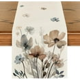 thumbnail image 1 of Brown Poppy Floral Leaves Spring Table Runner, Seasonal Summer Kitchen Dining Table Decoration for Home Party Decor 13x72 Inch, 1 of 6