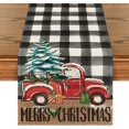 thumbnail image 1 of Touchbetter Buffalo Plaid Merry Christmas Tree Table Runner, Seasonal Truck Gifts Kitchen Dining Table Decoration for Outdoor Home Party 13x72 Inch, 1 of 6