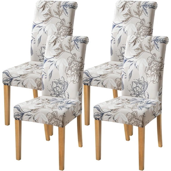 Touchbetter Chair Covers for Dining Room Set of 4,Stretch Kitchen Chair Slipcover 4 Pieces, Parson Chair Cover 4 Pack, Washable and Removable (Elegant Flowers)