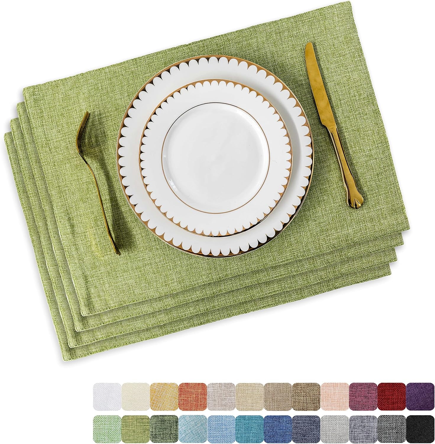 Touchbetter Green Placemat Set of 4 Washable Place Mats Placemats Heat ...