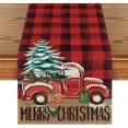 thumbnail image 1 of Touchbetter Red and Black Buffalo Plaid Merry Christmas Tree Table Runner, Seasonal Truck Gifts Kitchen Dining Table Decoration for Outdoor Home Party 13x72 Inch, 1 of 6