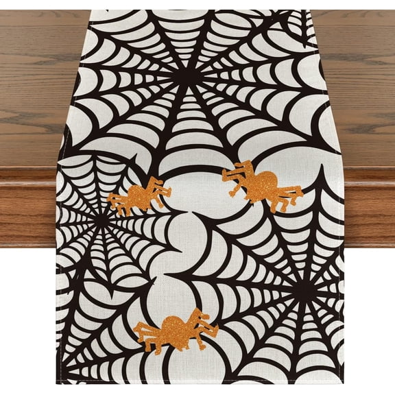 Touchbetter Spider Web Table Runner, Halloween Holiday Kitchen Dining Table Decoration for Indoor Outdoor Home Party Decor 13 x 48 Inch