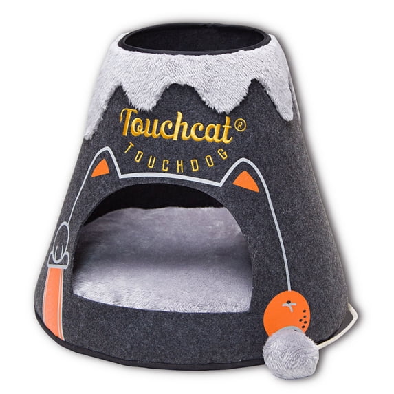 Touchcat Molten Lava Designer Triangular Cat Pet Kitty Bed House With Toy
