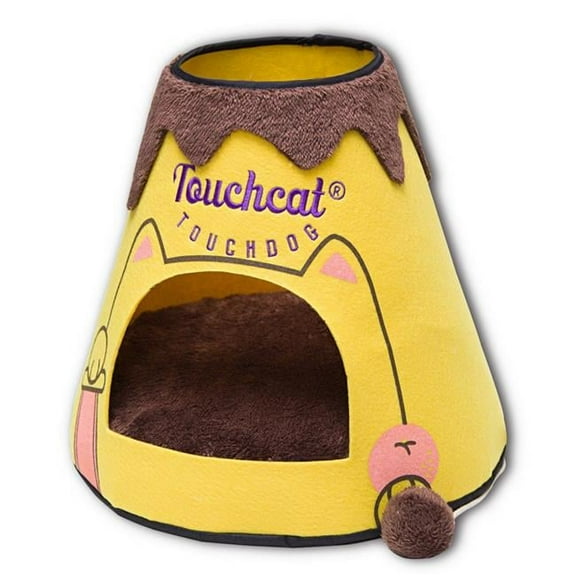 Touchcat PB69YLLG Molten Lava Designer Triangular Cat House, Yellow & Brown - One Size