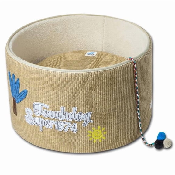 Touchcat PB81KHMD Claw-Ver Nest Rounded Scratching Cat Bed with Teaser Toy - Khaki - One Size