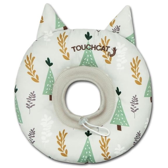 Touchcat Ringlet Licking & Scratching Adjustable Pillow Cat Neck Protector, White - Small