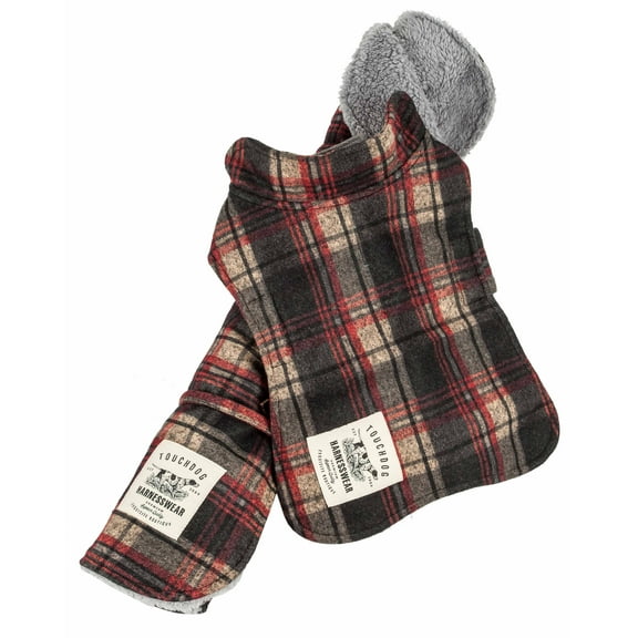 Touchdog ® 2-In-1 Tartan Plaid Dog Jacket and Matching Reversible Dog Mat