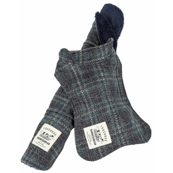 Touchdog 2-In-1 Windowpane Plaided Dog Jacket With Matching Reversible Dog Mat, Grey And Light Blue Plaid - X-small