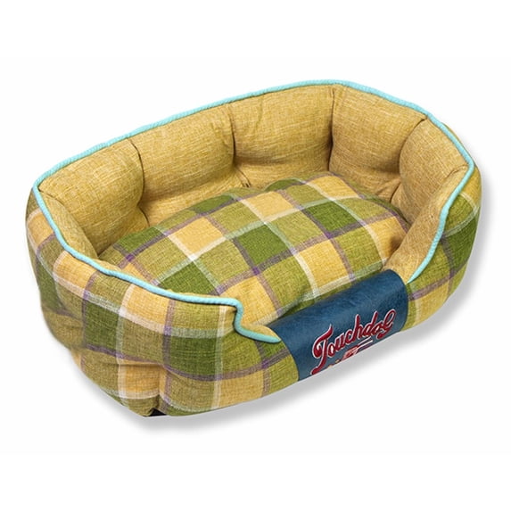 Touchdog Archi-Checked Designer Plaid Oval Dog Bed