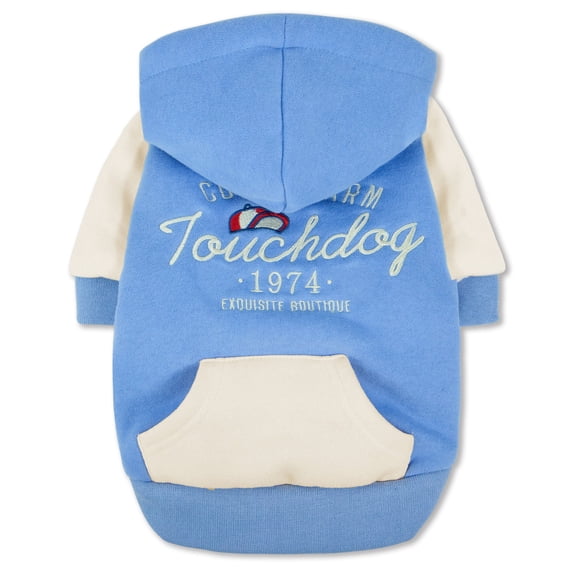 Touchdog HD8BLLG Heritage Soft-Cotton Fashion Dog Hoodie - Blue - Large