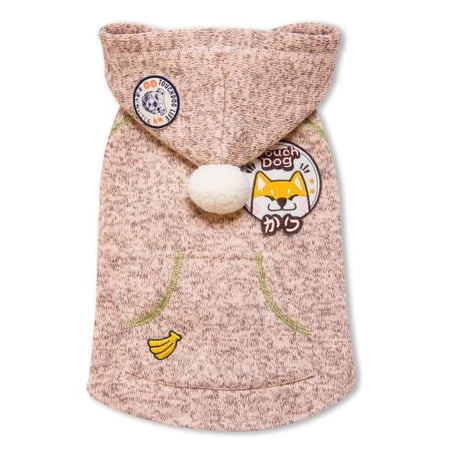 Touchdog Hippie Designer Sleeveless Pompom Dog Hooded Sweater, Light Pink - Small