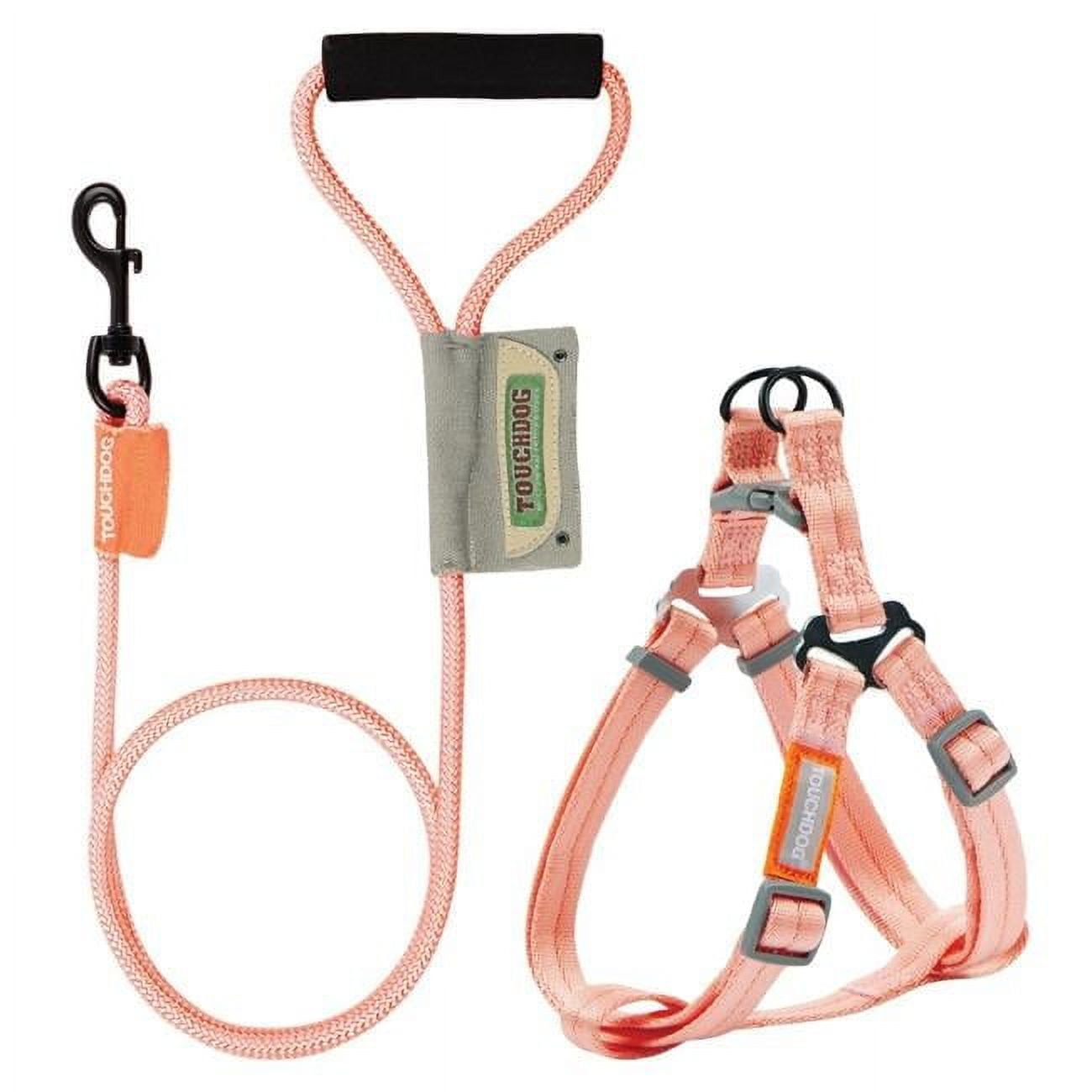 Touchdog Macaron 2-in-1 Durable Nylon Dog Harness & Leash, Pink - Medium