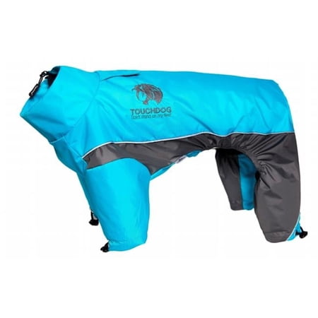 Touchdog Quantum-Ice Full-Bodied Adjustable & 3M Reflective Dog Jacket - Extra Large - Ocean Blue & Grey
