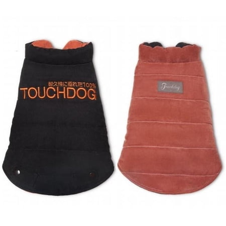 Touchdog Waggin Swag Reversible Insulated Pet Coat- Medium - Brown & Orange