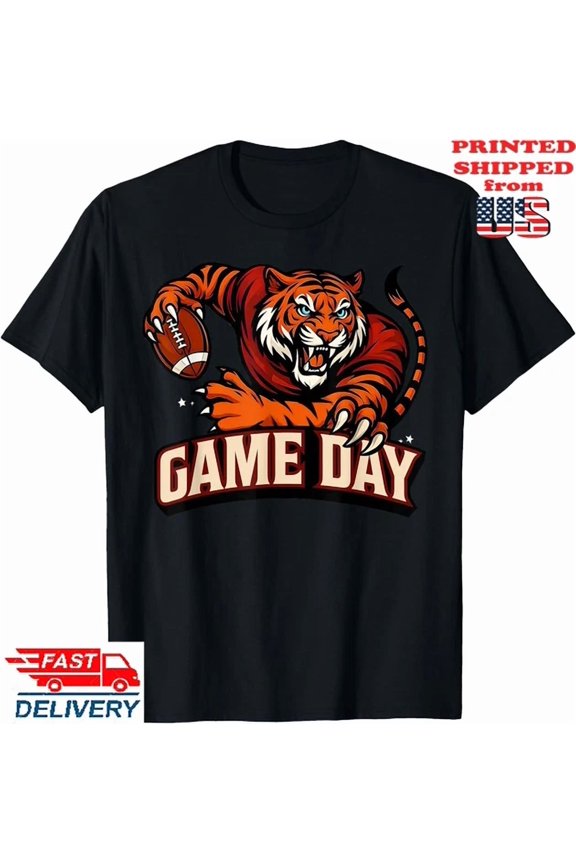 Touchdown American Football Game Day Tiger Cool T-Shirt Unisex S-5XL Hot Trending Shirt, Vintage Birthday Gift