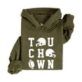 thumbnail image 1 of Touchdown Football Hoodie Distressed Game Day Tailgate Pullover Sweatshirt, Army Green, L, 1 of 8