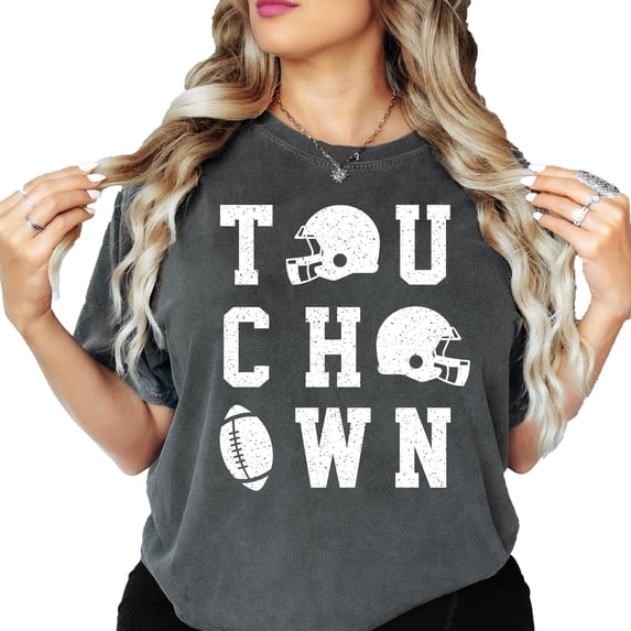 Touchdown Football Season Shirt for Women and Teens Fall Football Gear Graphics Game Day Pepper Shirt Adult X-Large