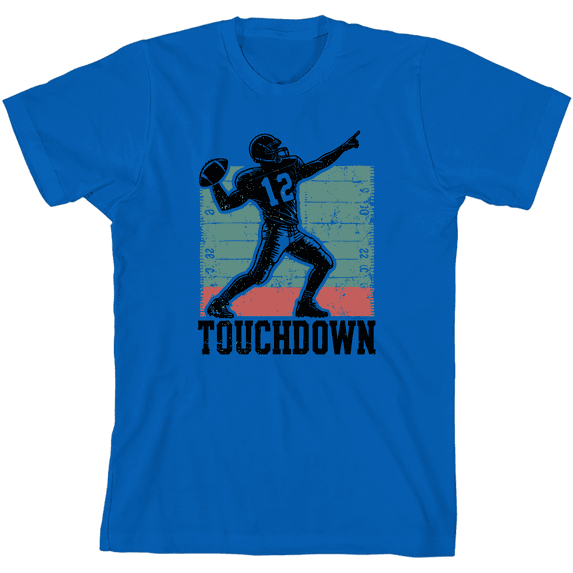 "Touchdown" Football Sports Youth Natural Crew Neck Short Sleeve Tee-Medium