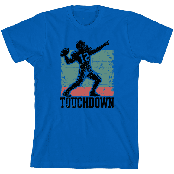 "Touchdown" Football Sports Youth Natural Crew Neck Short Sleeve Tee-Medium