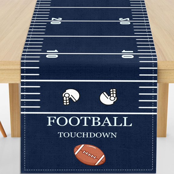 Touchdown Football Table Runner - Football Decorations for Party & Birthday Blue Fantasy Table Runner, 13x72 Inch Football Tablecloth, Sports Themed Kitchen Dining Room Decor