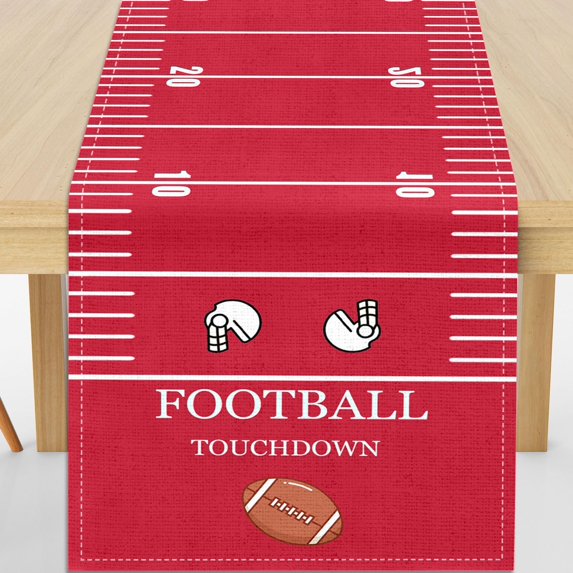 Touchdown Football Table Runner - Football Decorations for Party & Birthday Red Table Runner, Football Tablecloth, Sports Themed Party Kitchen Dining Room Decor (13x72 Inches)